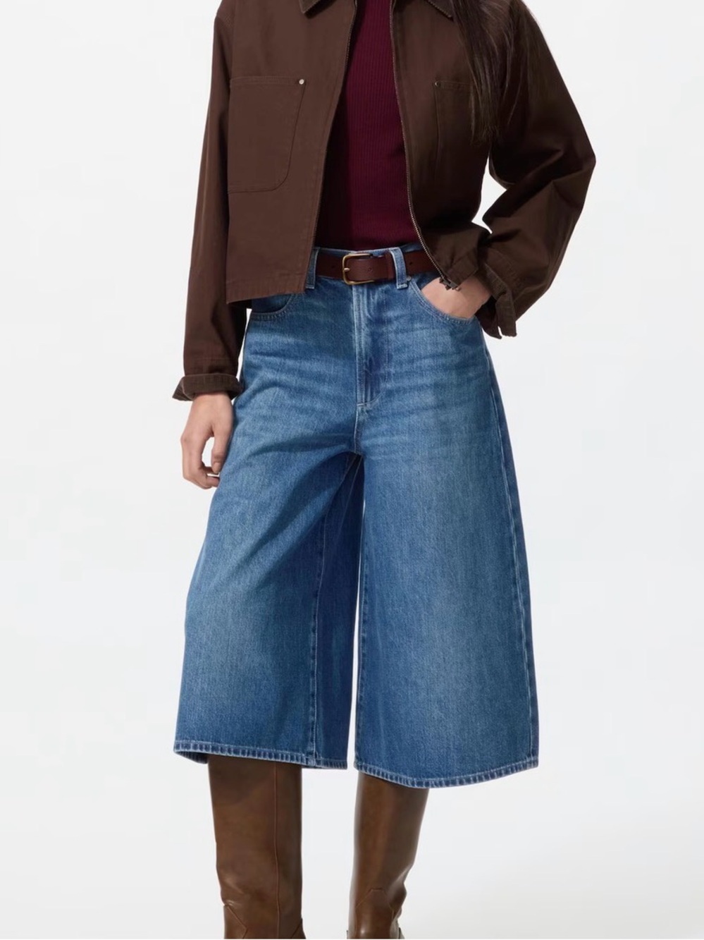 uniqlo baggy denim culottes/capris